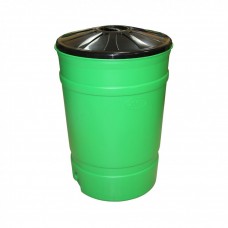 Бочка садовая пластиковая 200 л, с крышкой, круглая, зелёная