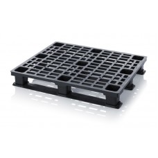 Пластиковый паллет LP 1210K OS, 1200x1000x155 мм, HDPE-R, перфорированный, на 3-х полозьях